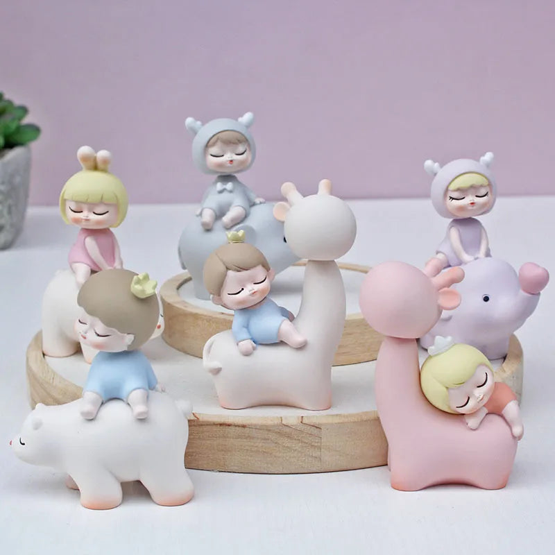 Cartoon Animal Girl Creative Small Ornament Resin Craft Gift Car Interior Decorations Christmas Gift
