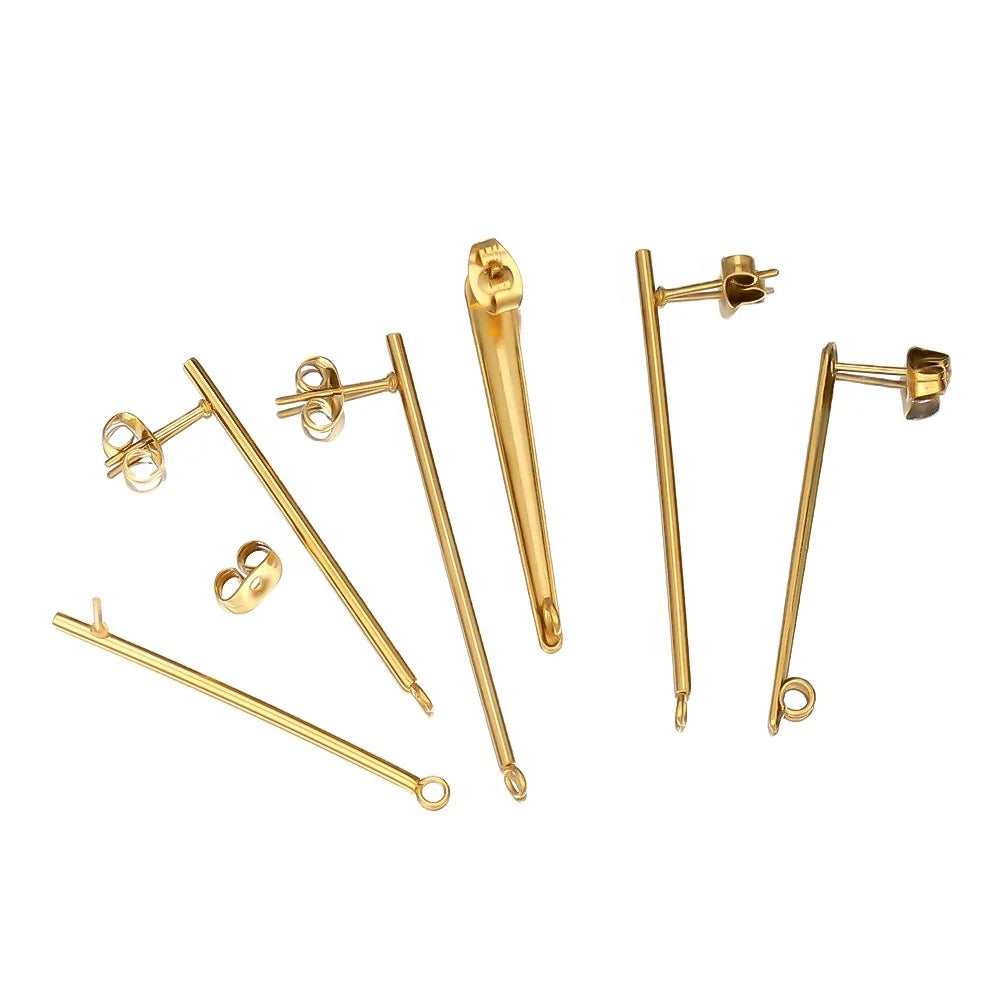 Women Earrings Findings Stainless Steel Stud Earring Long Stick Connector Pendant DIY Jewelry Making Accessories