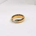 Fenny 18K Gold Plated Ready to Ship Non Tarnish Smooth Gift Irregular Three Zirconia Stainless Steel Ring for Women