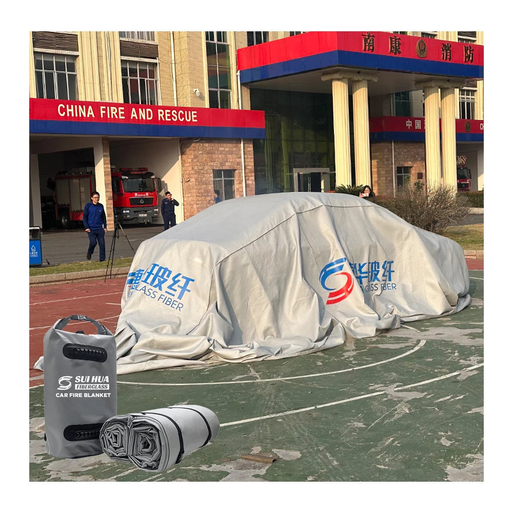 Car Fire Blanket CE Certified 550C+ Temperature Resistant 6x8M Emergency Fire Fighting Safety Extinguisher for EV/Automotive