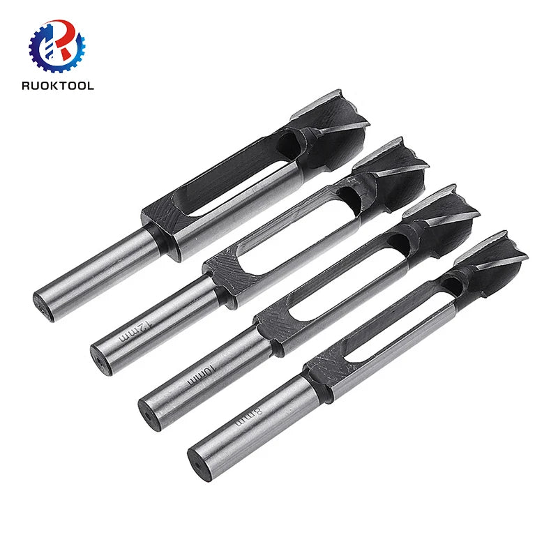 4PCS High Speed Steel Tenon Dowel Wood Plug Cutter Set for Making Wood Plug