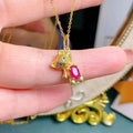 Wholesale 925 Sterling Silver Natural Ruby Chain Necklace Hip Hop Jewelry CMA Certified for Gift Wholesale