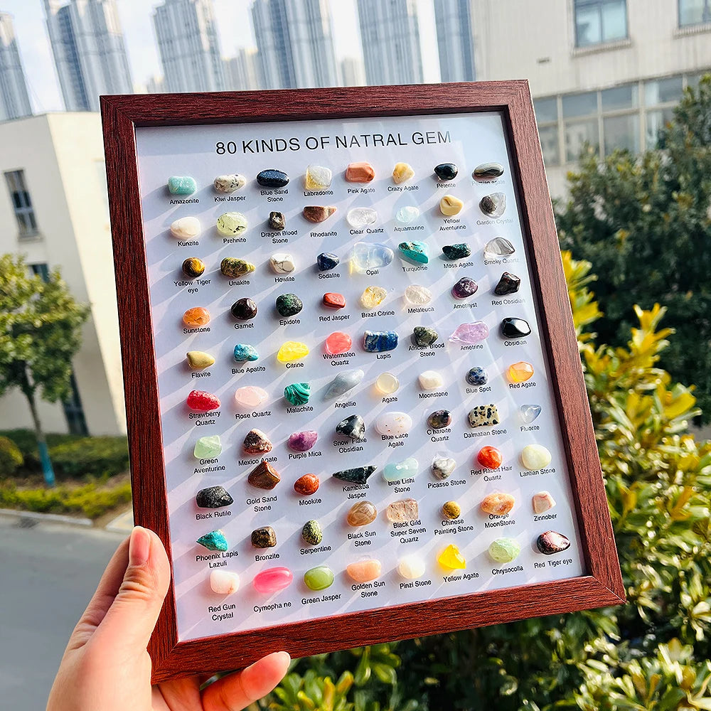 New Arrival Natural Crystal Gemstone Rock Specimens 80 Kind Mixed Chakras Tumble Stone Set Box for Home Decoration and Gifts