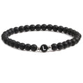 Matte Black Onyx Initial Letter Bracelet for Women Natural Stone Strand Beaded Bracelets Personalized Custom Name Jewelry Gift