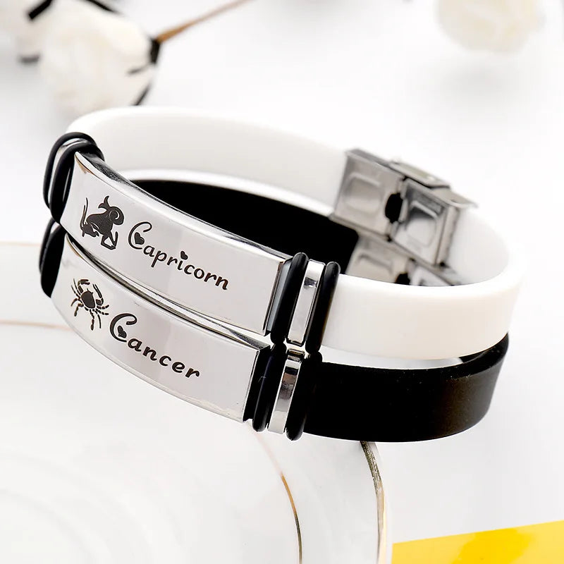 Inspirational Bracelets for Women Mom Personalized Gift Engraved 12 Zodiac Sign Birthday Jewelrycouple Horoscope Bracelet