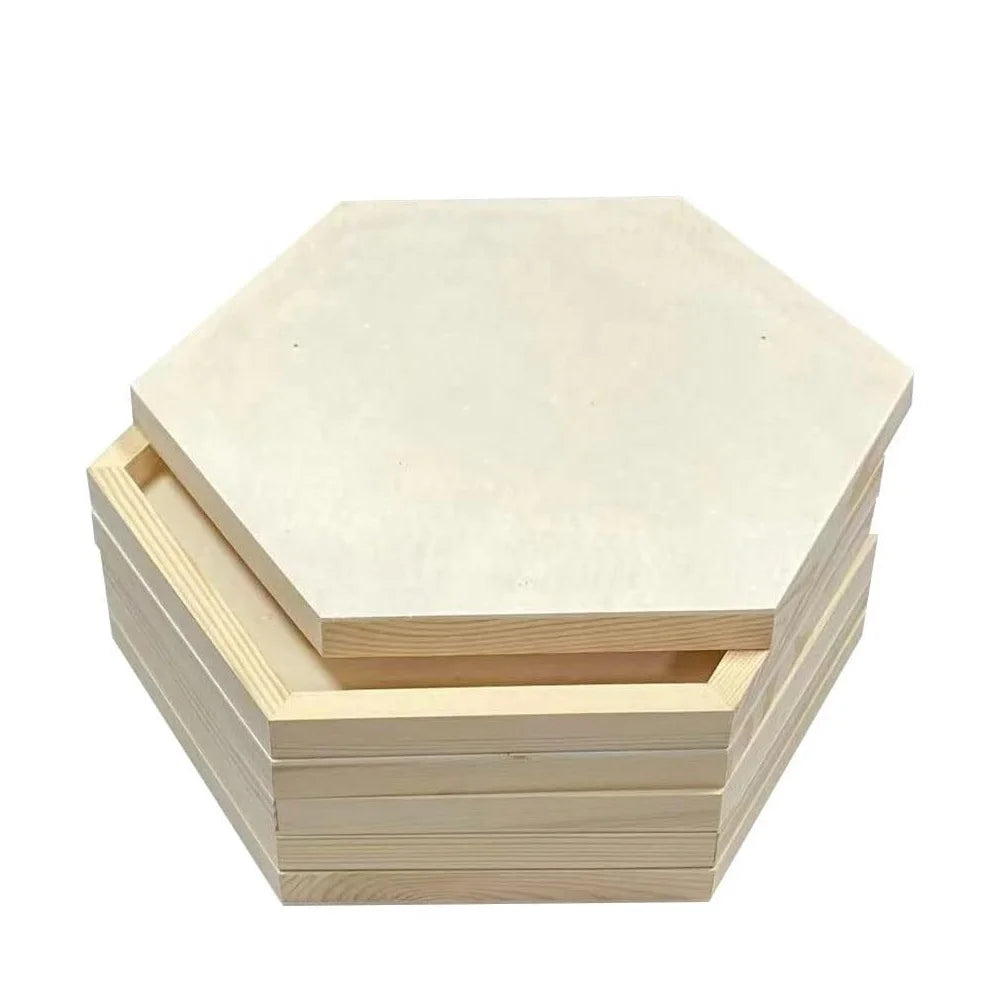 Hexagon Pine Wood Painting Panels Natural Wooden Canvas Boards for Wall Art Crafts Decoration Display