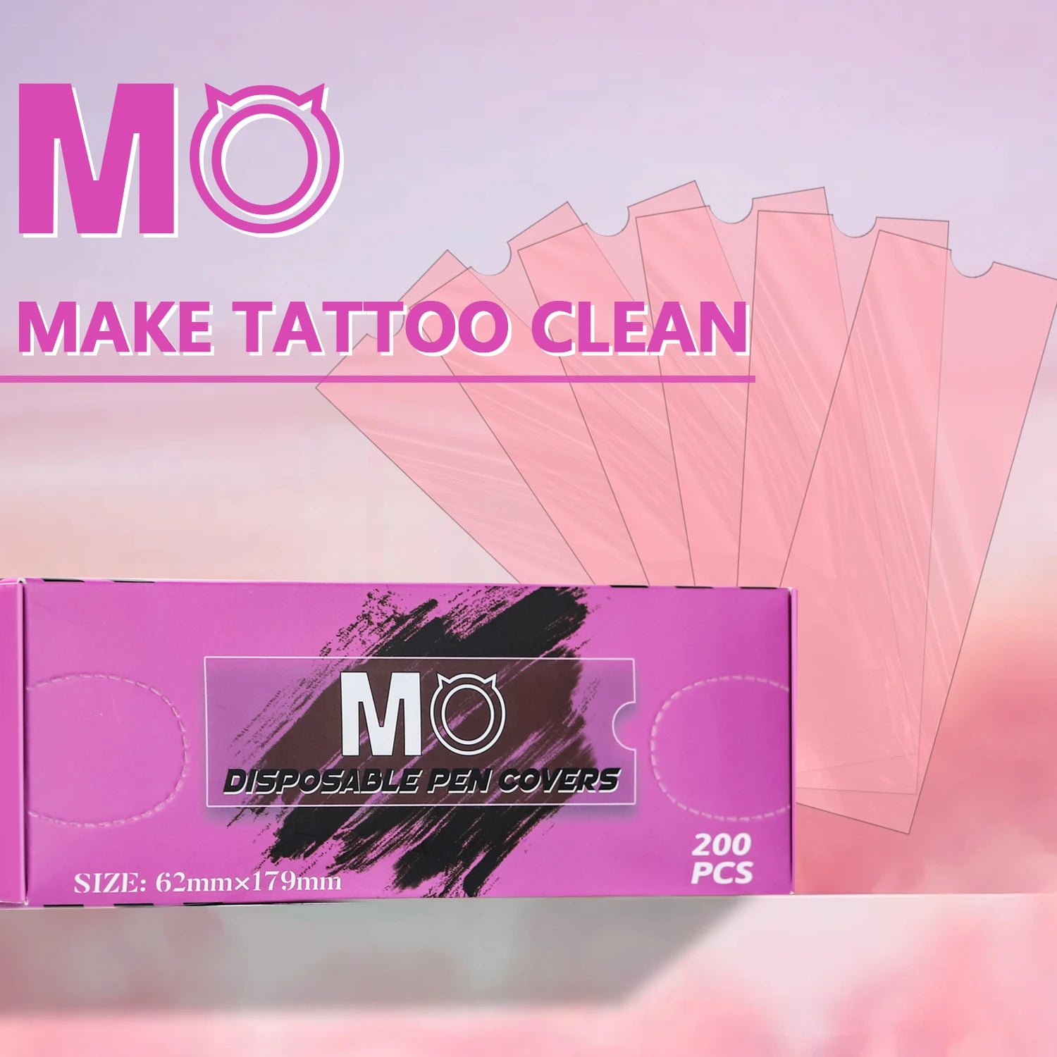 Disposable Plastic Tattoo Pen Sleeves 200pcs Pink 62*179mm Waterproof Permanent Makeup Machine Cover Bags