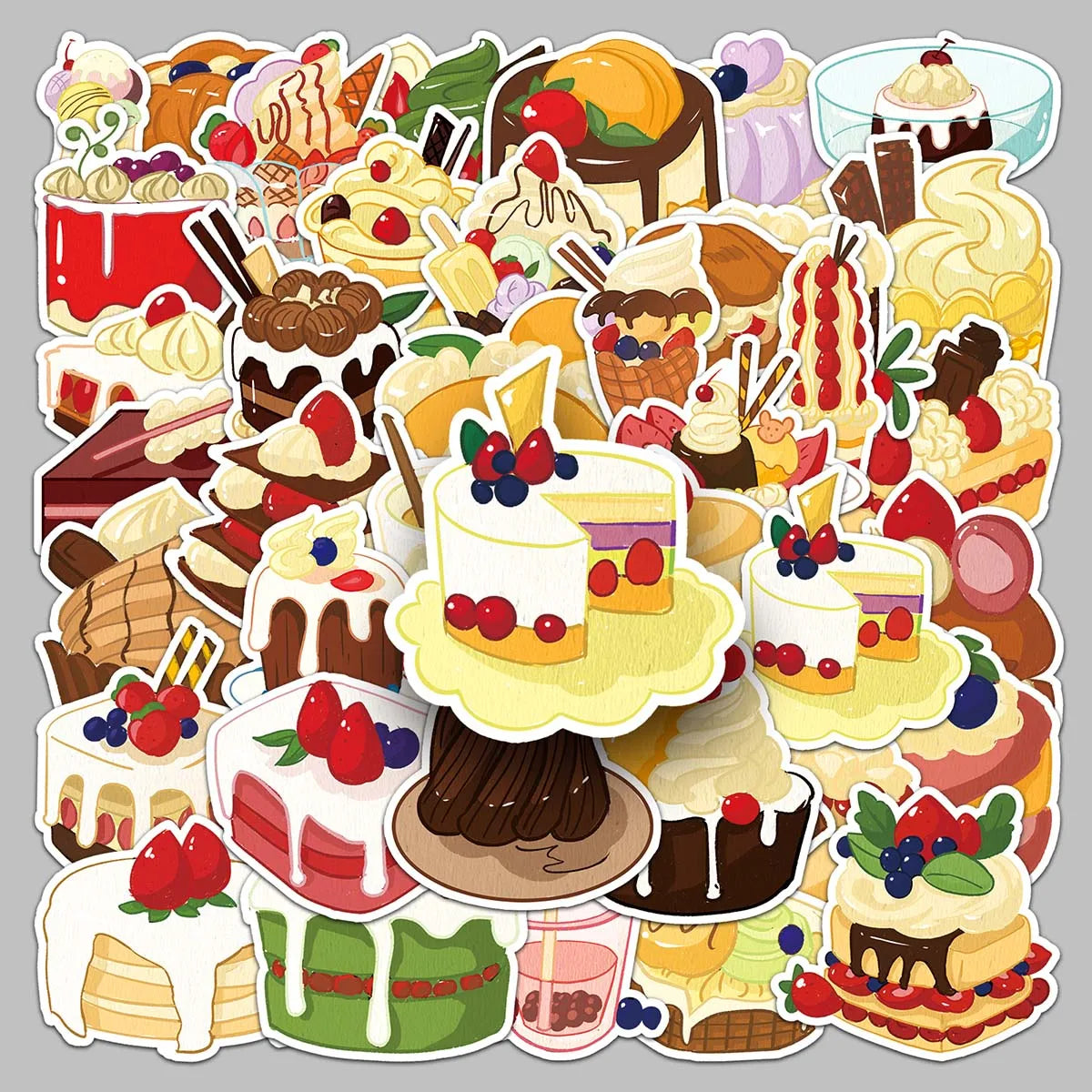 50pcs Factory Wholesale Laptop Keyboard Stickers Cartoon Fun Exquisite Waterproof Original Dessert Stickers