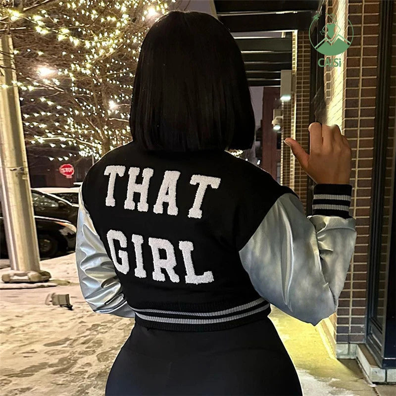 2023 Hot Fall Baseball Short Jacket Women'S Fashion Letter Embroidery Varsity Jacket Street Female Cropped Coat Jacket for Women