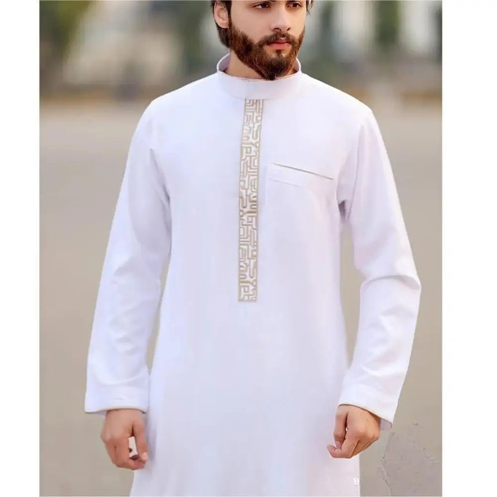 Custom Fashion Middle East Arab Dubai Kaftan Dress Embroidery Jubba Men's Thobe Muslim Ramadan