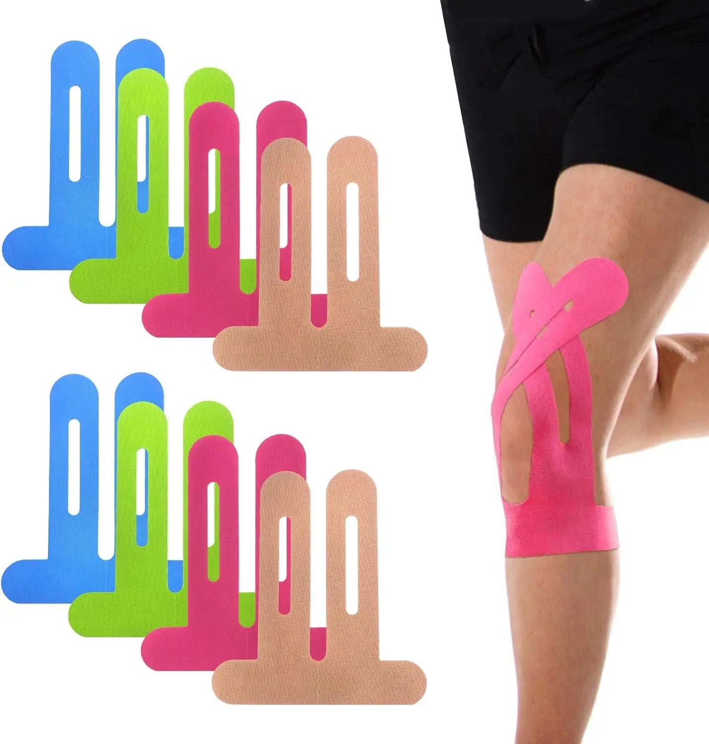 22*25 CM OEM Customized Breathable Elastic Hypoallergenic CE Certified Kinesiology Tape Die-Cut Athletic Bandage for Knee