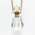 HZ Essential Oil Bottles clear Quartz Necklace Gold Chain Bottle Perfume Pendant Charm Aromatherapy Crystal Stone Necklace Jewelry