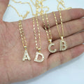 NZ1602 Dainty  18K Gold Plated Multi Colored CZ Paved Studded Diamond Baguette Letter Initial Charm Chain Necklace for Women