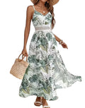 2025 Summer Elegant Chiffon Floral Print Strap Dress Casual Floor-Length A-line Daily Life Vacation Digital Washable Stylish