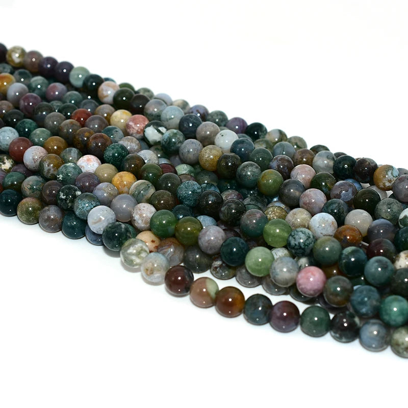Wholesale 4/6/8/10/12mm Natural Indian Agate Loose Gemstone Beads for DIY Jewelry