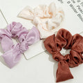 Wholesale Cute Summer & Winter Silk Scrunchies With Bow & Rubber Hair Accessories Simple Daily Usage Style