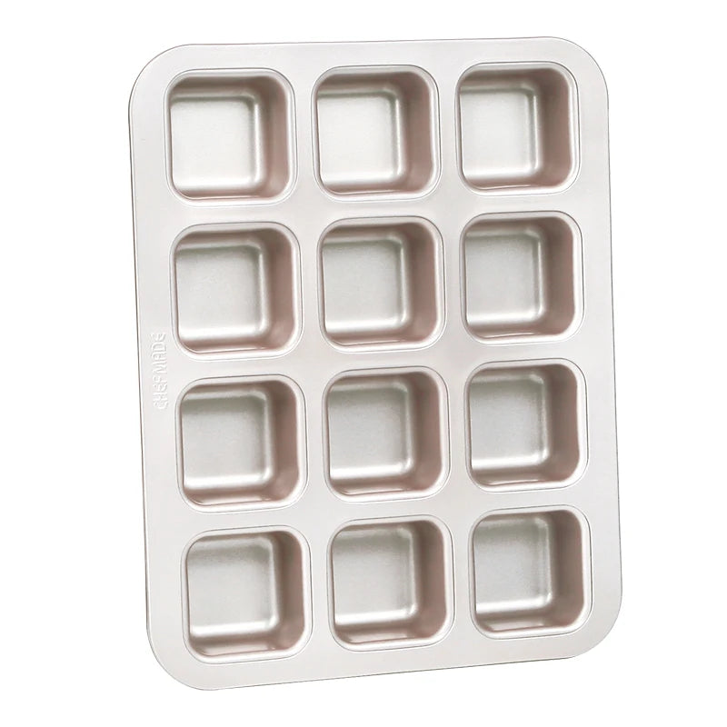 CHEFMADE 12 Cavity Non-Stick Square Muffin Pan Bakeware Mold Brownie Cake Mould Pan
