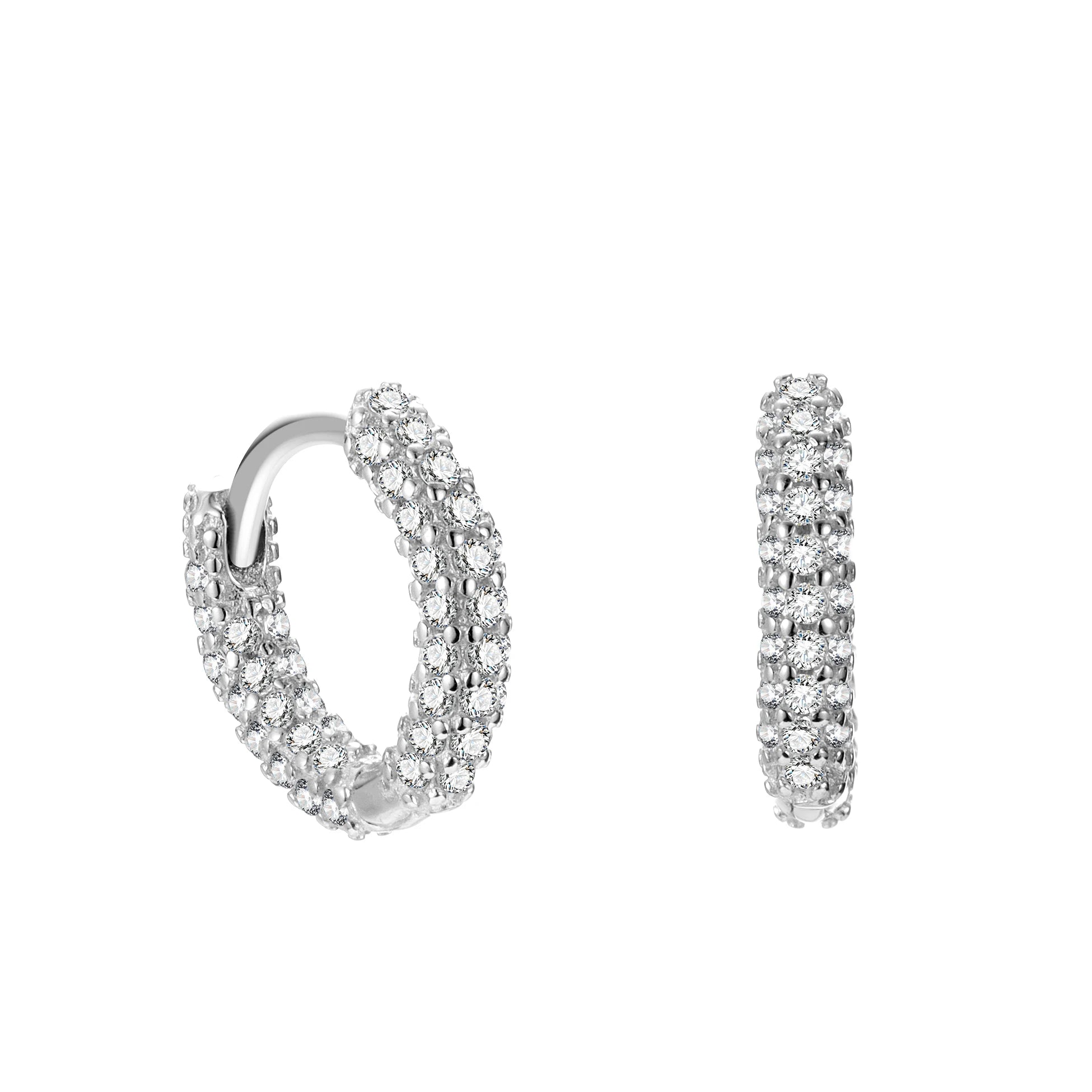 Luxury Earrings 925 Sterling Silver Full Tiny Cubic Zirconia Diamond Fashion Hoops Huggie for Women Fine Jewelry Wholesale