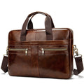 Design Business Laptop Waterproof Computer Handbag Coffee Men Bag Soft Sided Leather Briefcase