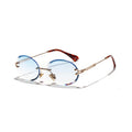 Summer Rimless Oval Sunglasses Diamond Cut Sunglasses Shades Small Women Frameless Sunglasses Ramenlose Brillen Cermin Mata