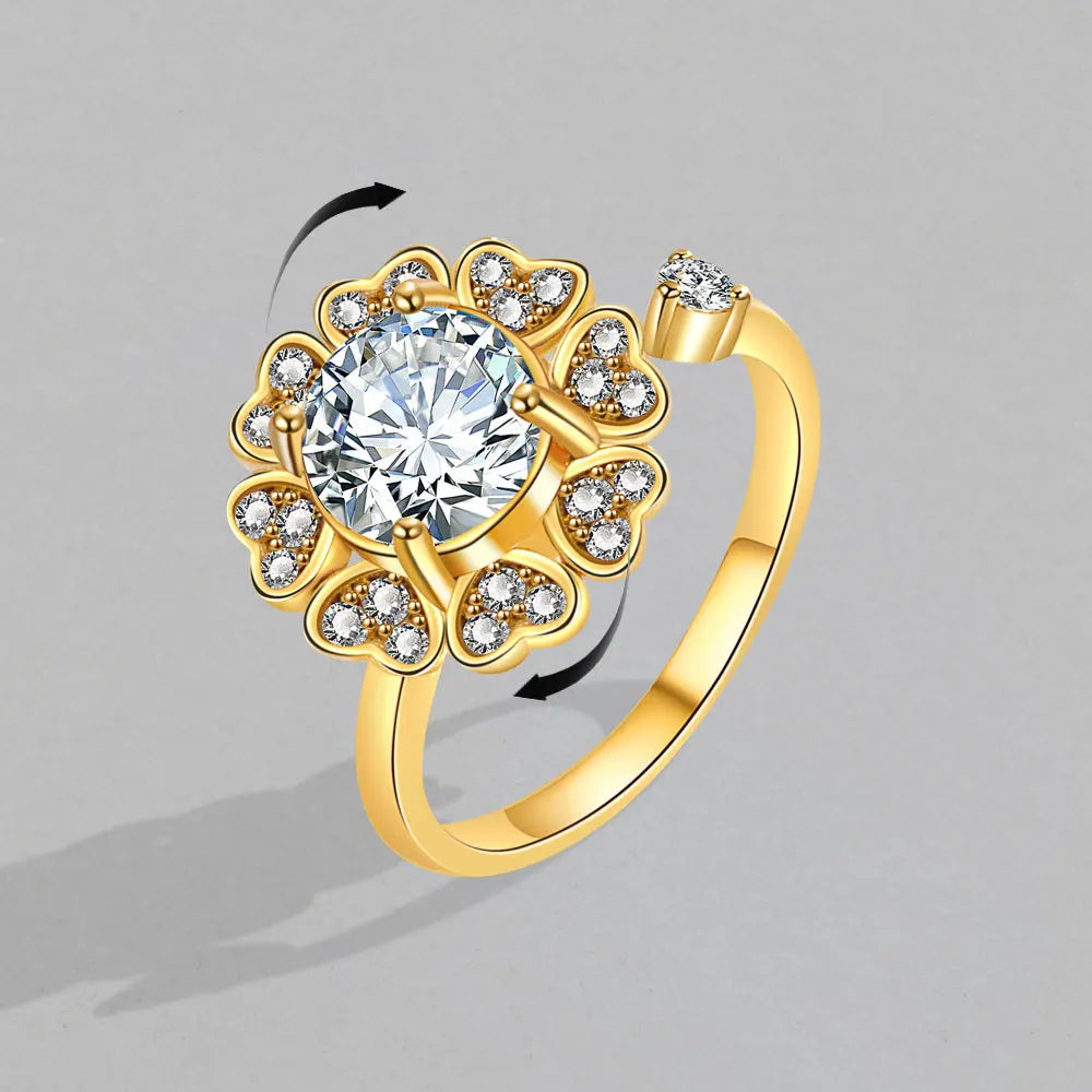 Adjusting Pressure Luxury Geometric Cubic Zirconia Open Adjustable Rings for Women Fashion Jewelry Anniversary Gift Party