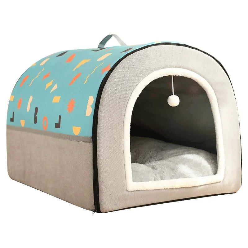 Warm Kennel Winter Soft Cave Kitten Plush Dog Pet Cat House Bed