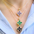 Little Ant Jewelry Zircon Clover 18k Gold Plated Necklace Four Leaf Clover Pendant Necklace for Women