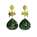 Empire Jasper Stones Designer Stud Chandelier Earrings New Hypoallergenic Brass Gemstone Jewellery with Turquoise for Parties