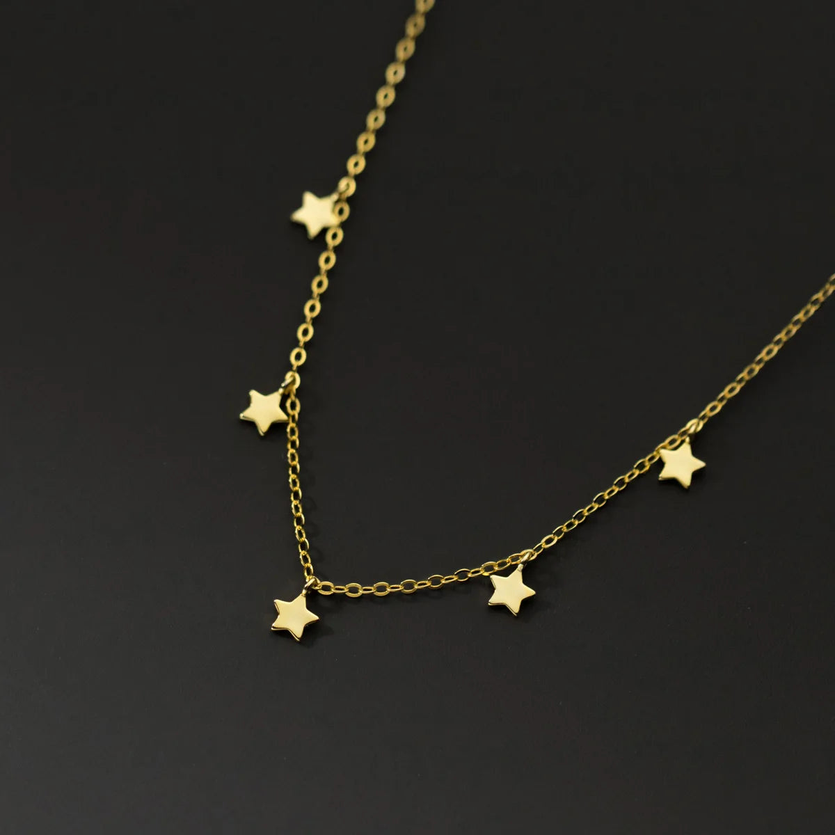 Fashion 925 Silver Necklace Jewelry 925 Sterling Silver Star Chain Necklace 18K Gold Plated Silver Clavicle Necklaces Women