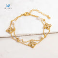 SUMMLY Classic Wholesale Four Leaf Clover Shape Premium Feeling 18K Gold Plated Stainless Steel Bracelets Fashion Jewelry