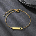 Minimalist Custom DIY Engraved Cheap Wholesale Hollow Heart Inside 18k Gold Plated Stainless Steel Blank Bar Bracelet for Women