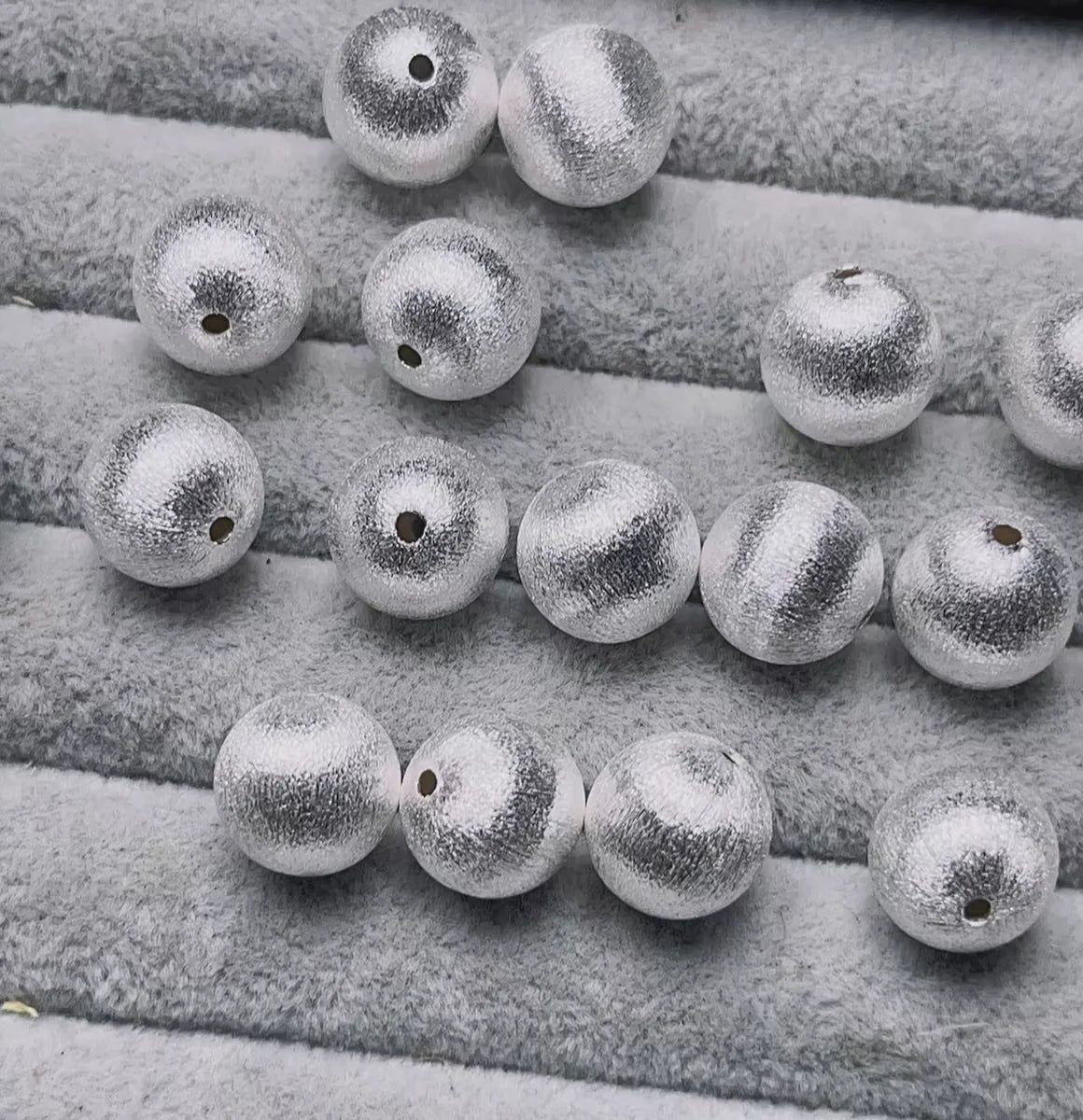 5/6/8/10/12mm Round Small Hole with Frosted Pattern Bulk Wholesale Findings DIY 925 Sterling Silver Beads for Jewelry Making