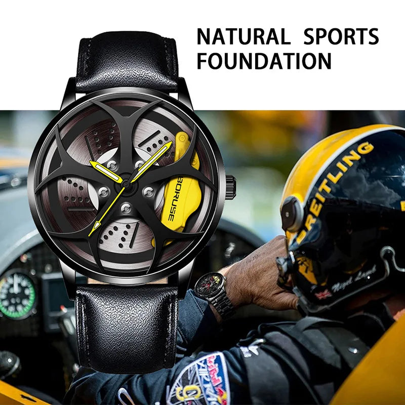 BORUSE Factory Direct Mens Premium Leather Business Quartz Hub Watch Waterproof Luminous Hands Men Wristwatch Relogio Masculino