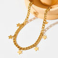 Wholesale Star Pendant Tassel Necklace Gold Plated Stainless Steel Cuban Chain Thick Necklace for Women