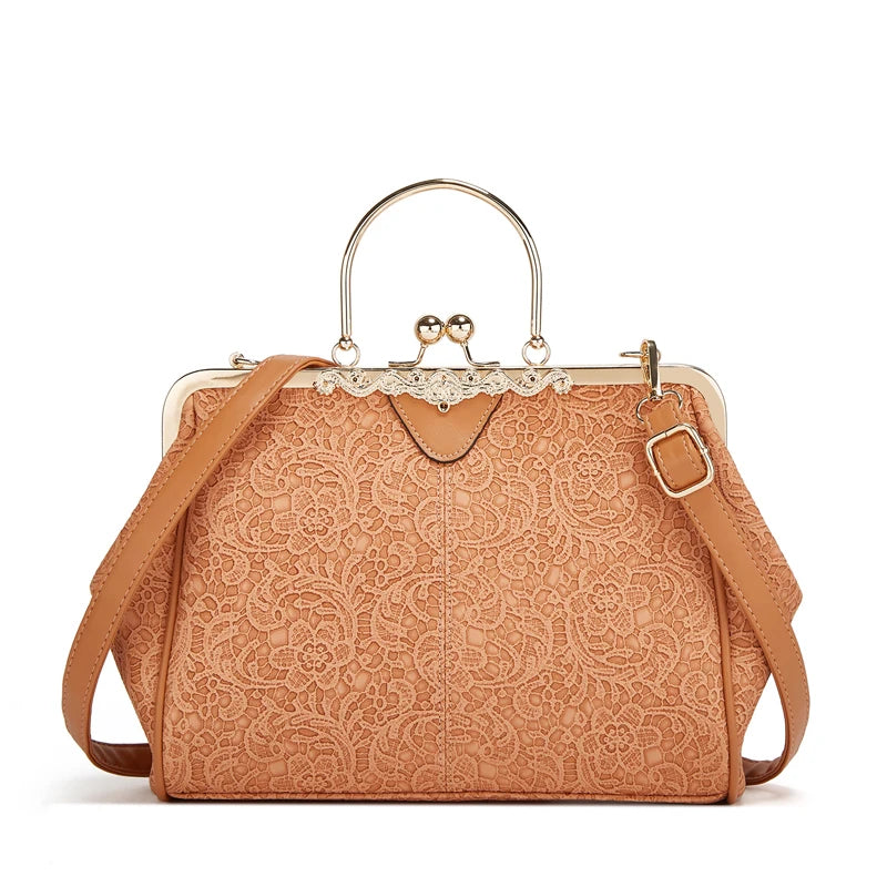 Classic Hollow Embossed Pu Leather Messenger Bag Handbags Vintage Women's Evening Clutch Satchel Purse Tote