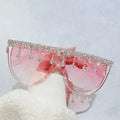 ADE WU XY9232 Fashion Diamond Decorate Sunglasses Women Personality Large Frame Sun Glasses Semicircle Water Drop Shape Shades