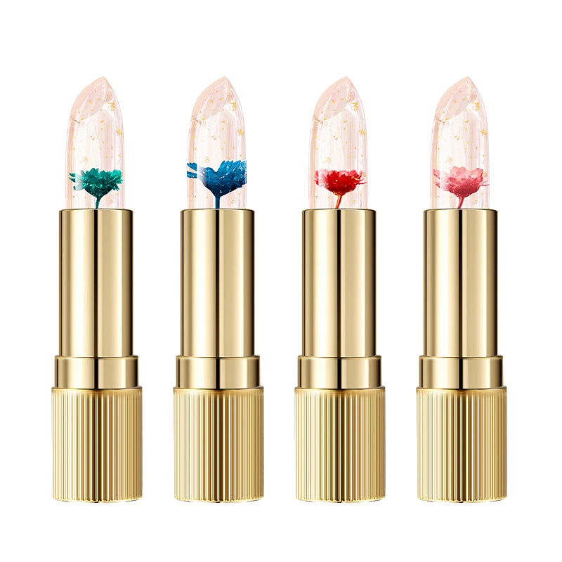 Charging Gold Foil Lipstick Moisturizing Jelly Long-Term Waterproof Temperature Changing Feature Petal Color-Changing Lipstick