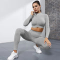 New Design Seamless Zipper Long Sleeve Yoga Clothing Fitness Sports Training Two Piece Yoga Set