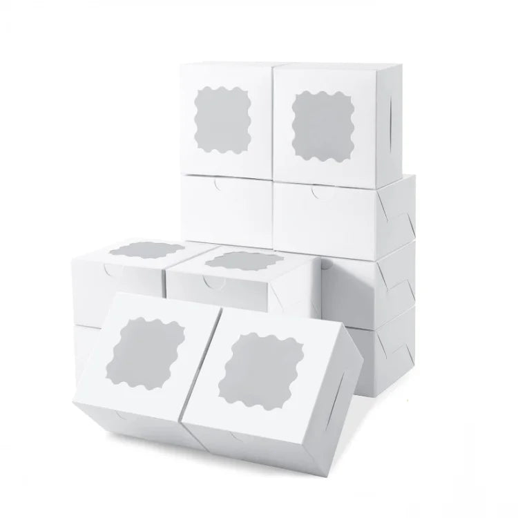White Bakery Boxes With WindowWhite Paperboard Treat Boxes for Cookies Pastry Cookies Strawberries Macarons