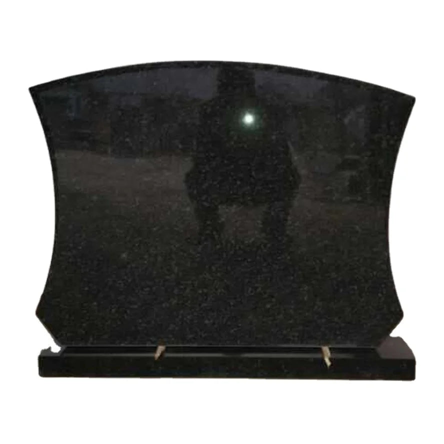 Memorial Traditional European Style Cemetery Headstone Engraved Black Granite Polished Finish Customizable Size Exterior Use 5