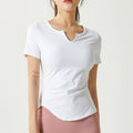 Ladies V-neck Running Sports T-shirt White Short Sleeve T-shirt Yoga Top Quick Dry Fitness Gym Short Sleeve Top