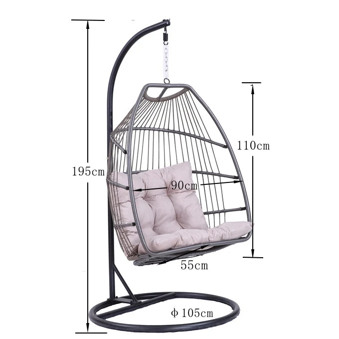 Swing Egg ChairHammock Chair Hanging Chair Aluminum Frame and UV Resistant Cushion with Steel Stand Indoor Outdoor Patio