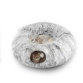 Foldable Long Fur Cat Tunnel Soft Plush Nest for Pets Cat Bed for Winter Collapsible Cat Tunnel House with Central Mat