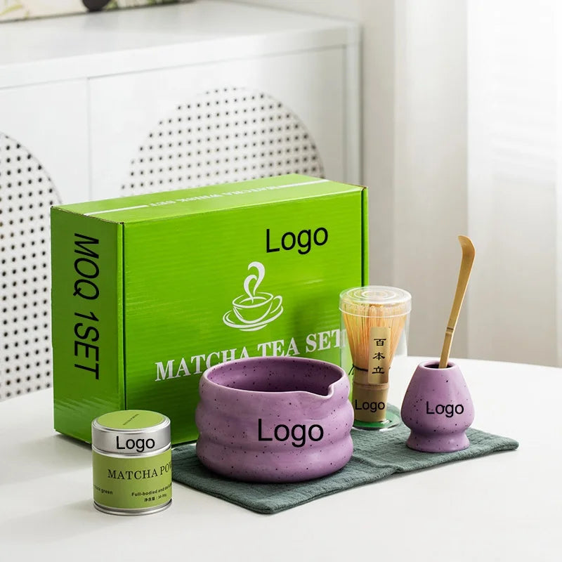 Custom Logo Hot-selling Tea Tool Set Green Tea Power Jar Matcha Bowl Chasen Ceremony Japanese Natural Matcha Accessory Set