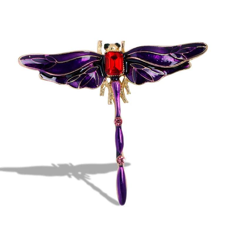 New Retro Drip Oil Enamel Color Dragonfly Alloy Brooch Pins High-Grade Insect Animal Corsage for Wedding & Engagement