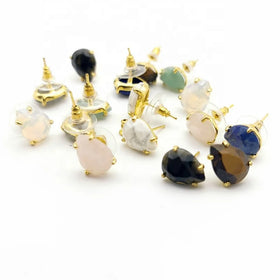 Water Drop Shape Stud Earrings for Women Faceted Natural Stone Earring Reiki Jewelry Fit for Party Anniversary Gift
