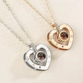 18K Gold Plated Stainless Steel 100 Languages Heart Love Pendant Necklace