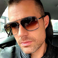 2025 Custom Logo Fashion Retro Square Frame Gradient Lens Sunglasses UV400 Metal Big Frame Driving Sunglasses for Men Women