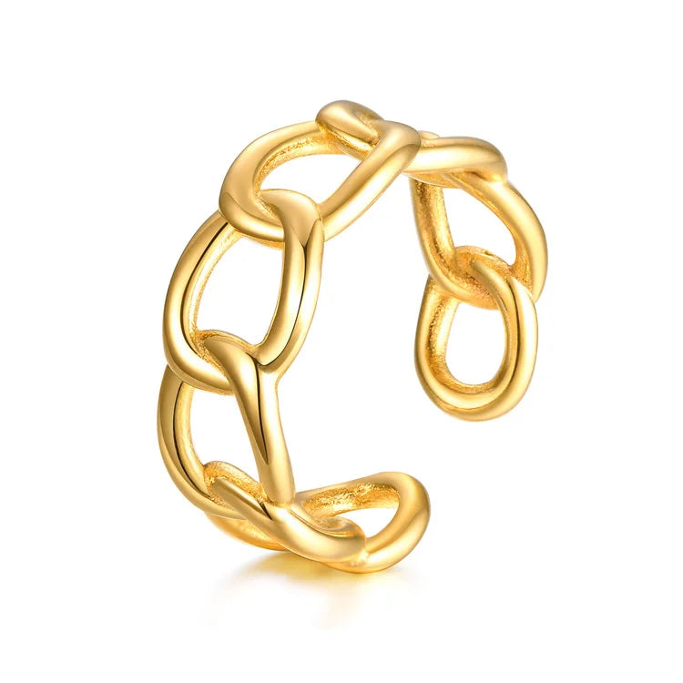 Never Fade Jewelry Adjustable Open Ring 18k Gold Plated Women Rings