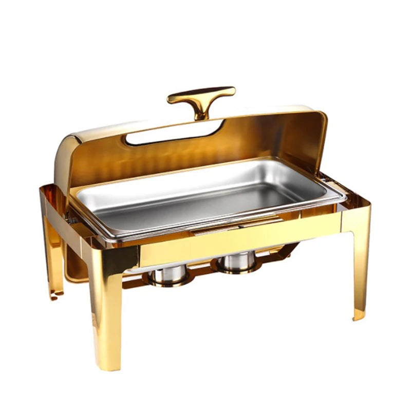 Stainless Steel Waterproof Buffet Food Chafing Dish Warmer Manual Operated for Outdoor Household & Hotel Use